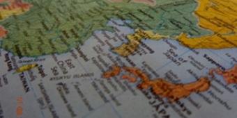 World map, focused on Japan
